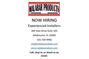 Now Hiring Experienced Aluminum Installers